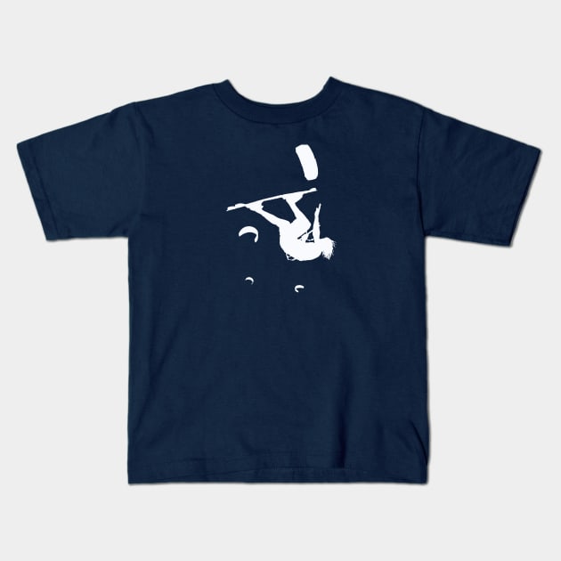 Kitesurfer Somersaulting White Vector Silhouette Kids T-Shirt by taiche